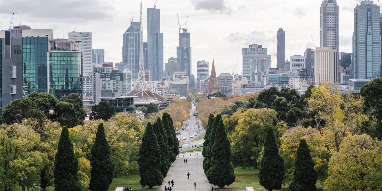 big city and park in Melbourne